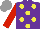 Silk - Purple, yellow spots, red sleeves, grey cap