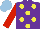 Silk - Purple, yellow spots, red sleeves, light blue cap