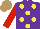 Silk - Purple, yellow spots, red sleeves, light brown cap