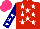 Silk - Red, white stars, navy sleeves with white stars, hot pink cap