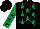 Silk - Black, emerald green stars, emerald green sleeves, black stars