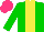 Silk - Green, yellow stripe, hot pink cap