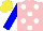 Silk - Pink, white spots, blue sleeves, yellow cap