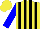 Silk - Yellow, black stripes, blue sleeves, yellow cap