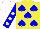 Silk - Yellow, blue spades, sleeves, yellow spots, white cap