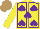 Silk - Yellow, purple spades, seams, light brown cap