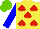 Silk - Yellow, red spades, blue sleeves, light green cap