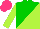 Silk - Green, lime diagonal halves, lime sleeves, hot pink cap