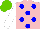 Silk - Pink, blue spots, white sleeves, light green cap