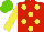 Silk - Red, yellow spots, sleeves, light green cap