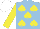 Silk - Light blue, yellow spades, sleeves, white cap