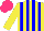 Silk - Yellow, blue stripes, hot pink cap