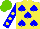 Silk - Yellow, blue spades, sleeves, yellow spots, light green cap