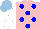 Silk - Pink, blue spots, white sleeves, light blue cap