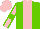 Silk - light green, pink stripe, pink arms, light green seams, light green hoop on pink cap