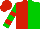 Silk - Red and green halved, red bars on green sleeves