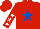 Silk - Red, royal blue star, white stars on sleeves , red cap