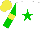 Silk - White, green star, green sleeves, yellow armlets, cap