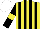 Silk - Yellow, black stripes, black sleeves ,yellow armlets, white cap