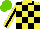 Silk - Yellow, black checks, yellow sleeves, black stripe, yellow collar, light green cap