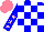 Silk - Blue, white checks, blue sleeves, pink stars, salmon cap