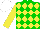 Silk - Green,yellow diamonds,red sleeves,yellow arm hoop, white cap