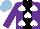 Silk - Purple, white spades, black stripe, white leeves, light blue cap