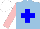 Silk - Light blue, blue cross, pink sleeves, white cap