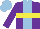 Silk - Purple, light blue stripe, yellow hoop, light blue cap