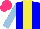 Silk - Blue, yellow stripe, light blue sleeves, hot pink cap