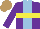 Silk - Purple, light blue stripe, yellow hoop, light brown cap