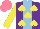 Silk - Purple, yellow spades, light blue stripe, yellow sleeves, salmon cap