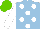 Silk - Light blue, white spots, white sleeves, light green cap