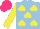 Silk - Light blue, yellow spades, sleeves, hot pink cap