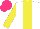 Silk - White, yellow stripe, sleeves, hot pink cap