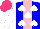 Silk - Blue, pink stripe, white spades, sleeves, hot pink cap