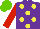 Silk - Purple, yellow spots, red sleeves, light green cap