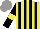 Silk - Yellow, black stripes, black sleeves ,yellow armlets, grey cap