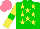 Silk - Green, yellow stars, yellow sleeves,green armbands, salmon cap