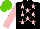 Silk - Black, pink stars , sleeves, light green cap