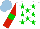 Silk - White, green stars, red sleeves, green armlets, light blue cap