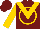 Silk - Burgundy, gold circled gold 'v', gold slvs