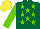 Silk - Dark green, light green stars and sleeves, yellow cap