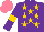 Silk - Purple,gold stars, purple sleeves, gold armlets, salmon cap