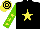 Silk - Black, yellow star, light green sleeve, yellow stars, yellow cap, black hoops