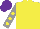 Silk - Yellow, purple four leaf clover, grey sleeve, yellow spots, purple cap