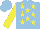 Silk - Light blue, yellow stars, yellow sleeves, light blue cap