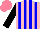 Silk - Pink, blue stripes, black sleeves, salmon cap