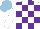 Silk - White, purple checks, white sleeves, light blue cap