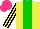 Silk - Yellow, green stripe, yellow, black stripes sleeves, hot pink cap